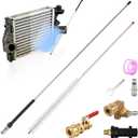 40in Radiator Cleaning Wand,Water and Air Dual-Use 4500 PSI Pressure Washer Tool With 25° Fan Nozzles,4 Brass Connectors,Cleaning Brush,Wrench and Sealing Tape (14 Linear Holes)