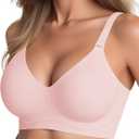 2 x Wireless Bras for Women No Underwire Seamless Buttery Bralettes Smoothing Women's Bras Full Coverage Shapedly Bra (Pink, M)