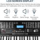 61 Key Portable Electronic Keyboard Piano w/Lighted Full Size Keys, LCD, Headphones, X-Stand, Stool, Music Rest, Microphone, Note Stickers, Built-In Speakers,3 Teaching Modes