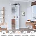 EaseLife 28"x 84" (Double 14" x 84") Bifold Barn Door, Bifold Sliding Barn Door with Hardware Kit, Solid MDF Wood Slab Covered with Water-Proof PVC Surface, Frosted Glass Panel, Assembly Required