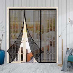 Magnetic Screen Door - Self Sealing Magnets, Reinforced Fiberglass Heavy Duty Mesh Net Closure for Sliding Door, Patio, Bedroom-Hands Free, Pets&Kids Friendly, Fit Doors Size Up to 72 x 80 Inch, Black