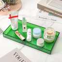 Acrylic Tray for Vanity Makeup Perfume Jewelry 12x6'' Small Decorative Tray for Bathroom Dresser Tops Candle Sink Counter, Emerald Green