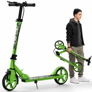 Scooters for Kids 8-12, Teens & Adults - Hand Brake & Bell, 8-inch Wheels, Adjustable Height, Foldable KIck Scooter, Upgrade Framework, Max Load 240LBS