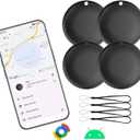 Bluetooth Tracker for Android-4 Pack, Anti-Lost tag for Android Phones,Smart Tracker for Google (Find Hub) App Key Finder/Luggage Tracker/Item Locator for Keys,Wallet,Backpack,Luggage-Black
