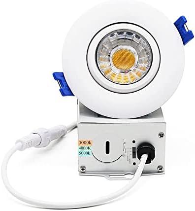GWEUZMALL 3 Inch Waterproof recessed Shower Lights, 9W COB 3 Colors Adjustable Gimbal Ceiling Recessed Lighting for Bathroom,Bedroom,Kitchen,Balcony