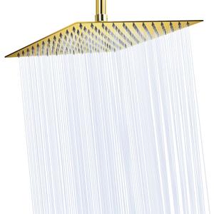 NearMoon Rain Shower Head, High Flow Stainless Steel Square Rainfall Shower, Waterfall Bath Shower Body Covering, Ceiling or Wall Mount (12 Inch, Chrome Gold)