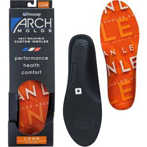 Powerstep Archmolds Lean Orthotic Insoles, Heat Moldable Shoe Inserts for Slim Cushioning and Full Support, Orange (Men's 4-4.5 / Women's 5.5-6)