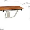 Seachrome 24-inch x 15-inch in ADA Folding Wall Mount Bathroom Shower Seat Bench, Teak Phenolic Seat