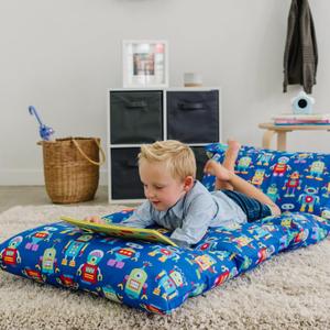 Wildkin Kids Floor Lounger  Pillow Lounger, Travel-Friendly, Ideal for Sleepovers, Fits Standard Pillows - Robots (86.8 x 27 inches)