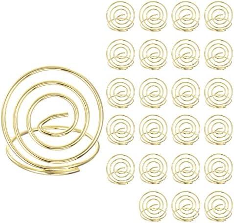 HARFINGTON  Table Number Holders, 1.18 Inch 30mm Tall Mini Circle Shape Steel Photo Holders, Gold Tone
