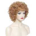 Women's short curly wig, 70s disco style afro wig, wig for Halloween cosplay and parties (Strawberry Blonde, w8016-2730, 5 x 6.2 x 5 inc)