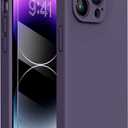Miracase Designed for iPhone 14 Pro Case, with Tempered Glass Screen Protector, [Upgraded Camera Protection], Shockproof Liquid Silicone Rubber Phone Case Cover for 14 Pro 6.1 inch, Dark Purple