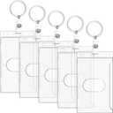 Marspark 5 Pack Keychain Card Holder Plastic Heavy Duty Badge Holder Vertical Clear ID Card Holder with Keyring, Rigid Fuel Card Protector with Thumb Slot Secure Credit Card Protector Case