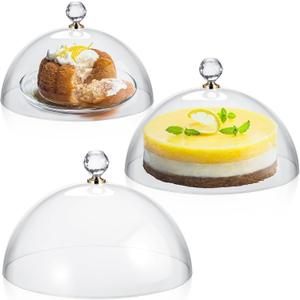 Baderke Acrylic Clear 3Piece Cake Dome Tray, 8'' 10'' 12'' Round, Food Display Cover for Freshness & Dessert