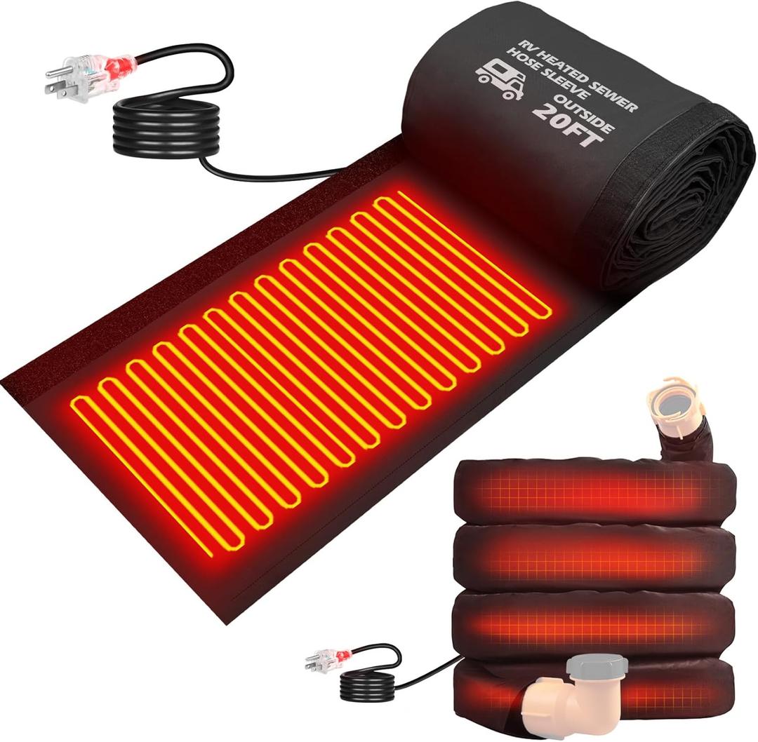 Heated Rv Sewer Hose,20FT 15FT Electrical Heated Sleeve of Rv Sewer Hose Kit,Camper Sewer Hose or Rv Skirting for Winter/Avoid Freezing -20 Rv Accessories(20FT)