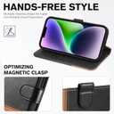 TUCCH Wallet Case for iPhone 14 5G, [RFID Blocking] Card Slot Holder Stand [Shockproof TPU Interior Case] PU Leather Magnetic Protective Flip Cover Compatible with iPhone 14 6.1", Black & Brown