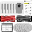 25 Pcs Saros 10R Accessories Kit Compatible with Roborock Saros 10R / Saros 20 / Qrevo CurvX Robot Vacuum,6 Activated Carbon Dust Bags,1 Set Main Brush, 4 HEPA Filters, 6 Mop Pads, 6 Side Brushes