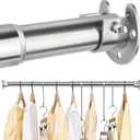 Closet Rods for Hanging Clothes - Heavy Duty, Length Adjustable (Silver, 66.5" - 76")