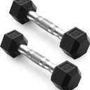 PAPABABE HEX Dumbbell Set 2.5-125lb, Rubber Encased Home Gym Dumbbells, Exercise & Fitness Weights Dumbbells for Women & Men, Hand Weight for Strength Training (3 lb, Pair)