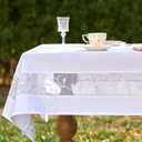 Polyester Fabric Tablecloth with Exquisite Embroidery Sheer Border-Waterproof/Wrinkle Resistant-for Dining,Indoor&Outdoor,Wedding,Holiday,White,White,Rectangle 60x102Inch