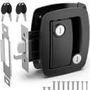 RV Door Lock Replacement, Upgraded Lighter RV Door Latch with Paddle Deadbolt & 4 Keys, 100% Metal Camper Door Locks, Aluminum Alloy RV Entry Door Lock for Travel Trailers Cargo Hauler, Black (Black Aluminum Alloy)