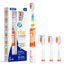 SEAGO Kids Electric Toothbrush with 2 Mins Brushing Timer and 4 Replacement Bursh Heads, Rainbow LED Light Make Brushing Fun, Boys Battery Powerd Toothbrush for 4-12 Years OldSG-977(Orange)