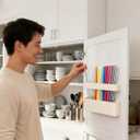 2 x MoodLife 2-Pack Silicone Straw Holder for Cabinet Door,Reusable Adhesive Container for Kitchen Storage Solutions, Cupboard Organizer and Space Saving Hacks (White)