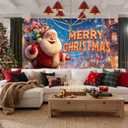 13x6ft Christmas Garage Door Banner Neon Santa Christmas Backdrop Outdoor Indoor Holiday Garage Door Cover Santa Banner Large Xmas Wall Decoration for Garage or Home Yard Porch Fence Decor