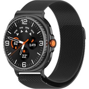 Bands Compatible with Samsung Galaxy Watch 8 40mm/44mm/Classic 46mm 2025, Magnetic Milanese Loop Mesh Metal Stainless Steel Replacement Wristband for Men Women (Black)