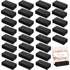 Blosssound 23 Pcs Wood Place Card Holders Black Wooden Table Number Holder Stands Name Card for Wedding Party Events Exhibition Decoration Office Restaurant Business(Black,3 x 1.6 x 0.8 Inches)