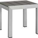 Modway Shore Aluminum Outdoor Patio Side Table in Silver Gray