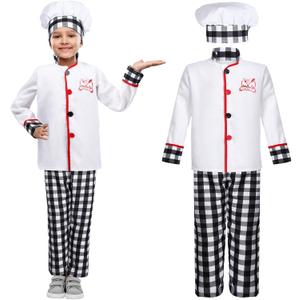 Haysandy 3 Pieces Halloween Kids Chef Costume Role Play Chef Costume with Hat for Boys and Girls (Small)