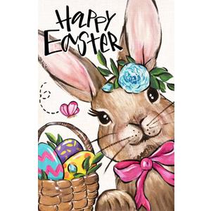 Home Decorative Happy Easter Rabbit Bunny Garden Flag, Colorful Easter Eggs Yard Outside Decorations, Spring Outdoor Small Decor Double Sided 12 x 18 (Multicolored)