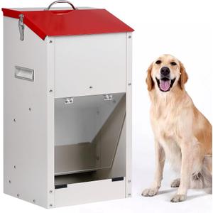 Galvanized Automatic Dog Feeder Large Breed Dog Food Dispenser for Large Dogs, 25lbs Outdoor Pets Feeder Gravity Food Feeder