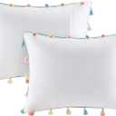 Intelligent Design Kids Tessa Cozy Comforter Set, Colorful Fun Design All Season Children Bedding Girls Bedroom Dcor, Twin, White with Colorful Tassel 3 Piece