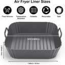 9-Inch Square Silicone Liners for Large Air Fryer 2Pack, Silicone Pot Baking Accessories for Chefman 6 to 8.5QT, Reusable Air Fryer Tray Insert for Oven Microwave Accessories