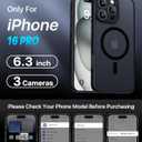Magnetic for iPhone 16 Pro Case,Upgraded [Full Camera Protection][Compatible with Magsafe][Military Grade Drop Protection] Shockproof Slim Translucent Matte Phone Case for iPhone 16 Pro,Black