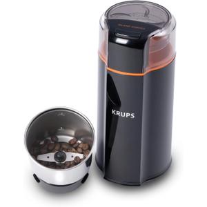 KRUPS Silent Vortex Electric Coffee Grinder: 3 oz Capacity, 5x Quieter, 175W Motor for Coffee Beans, Spices & Herbs - Removable Dishwasher-Safe Bowl, 12-Cup Yield, Black