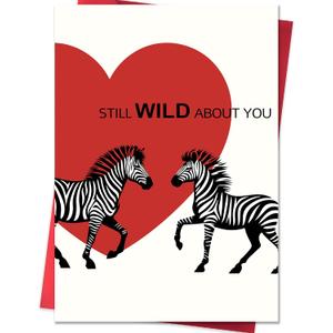 2 x IDU Funny Valentines Day Card,Valentines Day Cards Gifts for Him Her,Valentines Day Card for Husband Wife Boyfriend Girlfriend Fiance Fiancee Men Women with Zebra Heart Design