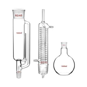 QWORK 1000ml Soxhlet Extractor Kit with High Borosilicate Glass Extraction Bottle, Extraction Tube, and Condenser, 29/32 Joint for Flask, 60/45 Joint for Condenser and Extraction Tube