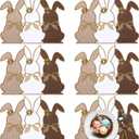 Set of 6 Easter Placemats 13 x 16 Inch Easter Bunny Placemats Grey White Brown Rabbit Easter Place Mats for Easter Table Decorations Bunny Spring Party Kitchen Dining Decorations