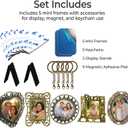 Mini Picture Frame Set of 5, Vintage Metal Mini Frames, Multi-Use Display (Tabletop/Magnet/Keychain), Visible Photo Opening 0.91.6 in (2.34.0 cm) Gift Box Red