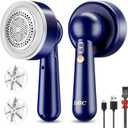 DBC Fabric Shaver and Lint Remover, Sweater Shaver with 3-Speeds and 6-Leaf Blades, 2hours runtime, 2 Replaceable Blades, Battery Operated, Remove Pilling, Furniture, Fuzz, Lint Ball - Blue