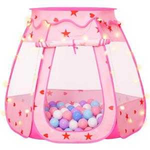 Pop Up Princess Tent with Star Light：Toy for Girl Birthday Gifts, Portable Ball Pit with Outdoor Carry Bag, Collapsible Kids Play Tent for Toddler Indoor Activity Playhouse, NO Balls(Pink)