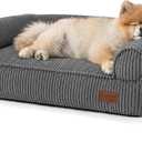FUKUMARU Dog Couch Bed, Corduroy Cozy Cat Bed, Waterproof, Washable Cover 28in Orthopedic Dog Beds Sofa for Small Dogs and Large Cats, Cute Warm Cotton Pet Sofa 28.3"Lx20.5"Wx9"Th