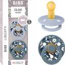Bibs Colour Pacifier 2-Pack | BPA Free Soother, Round Nipple. Natural Rubber Latex, (Size 1 | 0+ Month, Bobo Dusty Blue Mix)