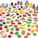 KidKraft 115-Piece Deluxe Tasty Treats Pretend Play Food Set, Plastic Grocery and Pantry Items, Gift for Ages 3+