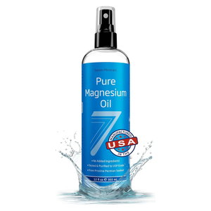 Seven Minerals Pure Magnesium Oil Spray, Big 12oz, USP Grade, Extra Strength, for Feet, Sleep, Muscle Pain & Cramps - Mined in The USA