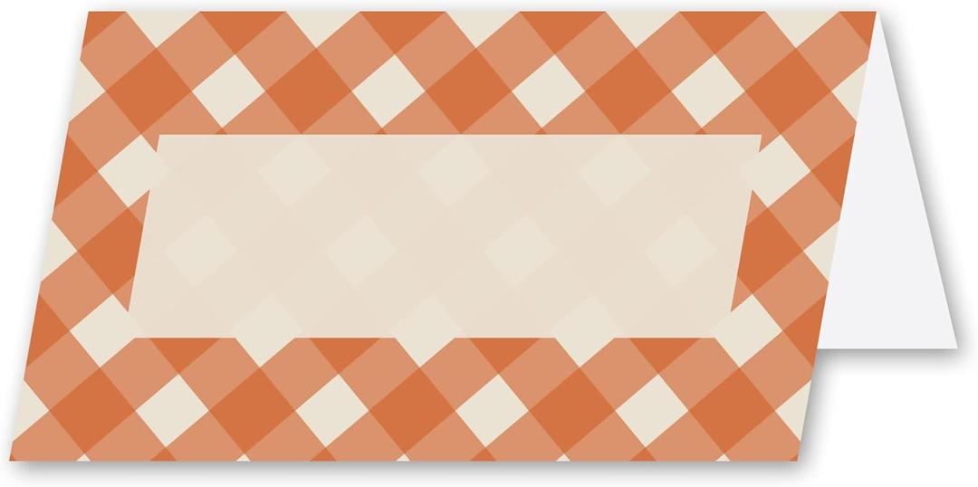 Koko Paper Co Autumn Gingham Thanksgiving Table Place Cards. 50 Tent-Style Name Cards. Made in the U.S.A.