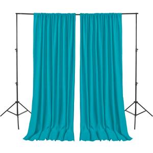 Hiasan Turquoise Backdrop Curtains for Parties, Polyester Photography Backdrop Drapes for Family Gatherings, Wedding Decorations, 5ftx7ft, Set of 2 Panels
